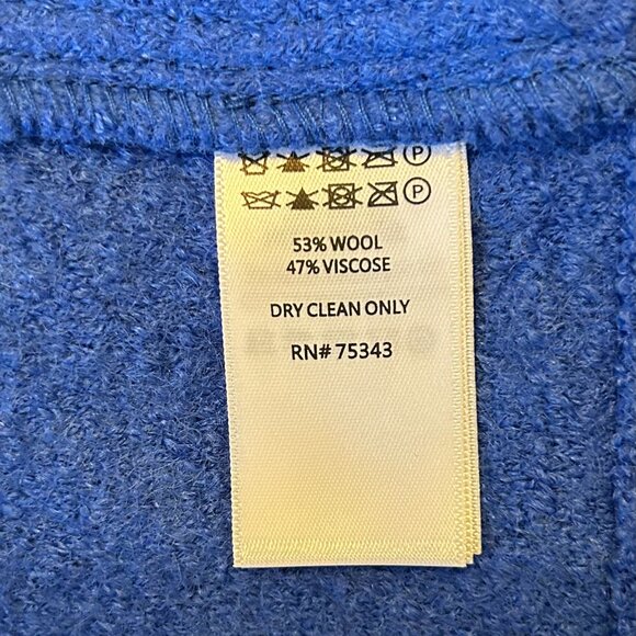 Tahari Wool Asymmetrical Jacket Collar Zippers Long Sleeves, Royal Blue Size M - Picture 3 of 12